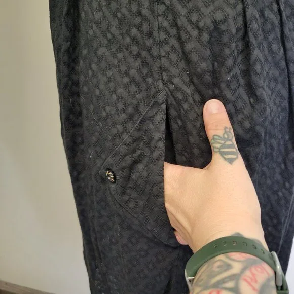 Anthropologie Postmark Womens US 10 Four Corners Shirt Dress Black Cotton Hi-Lo - Picture 9 of 12